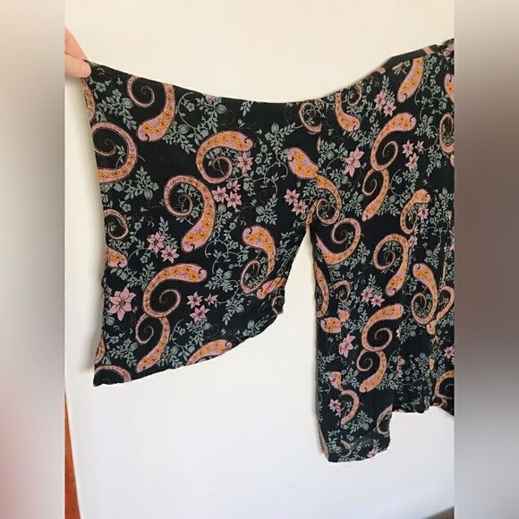 World market | dark grey, purple and green paisley Kimono cardigan - Picture 5 of 8